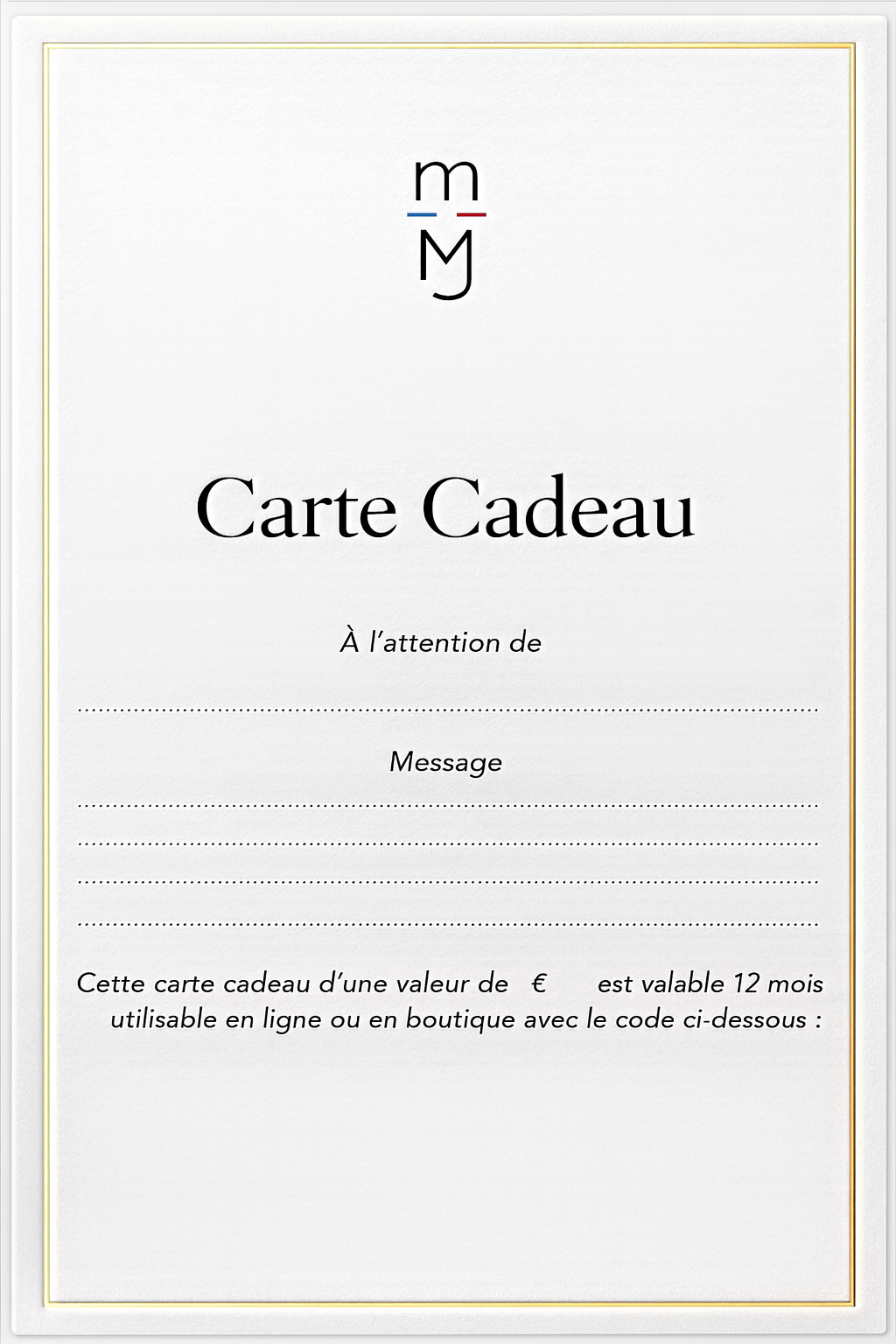 CARTE CADEAU - mARIANNE by Marie Jordane -Fabrication française - Matière naturelle